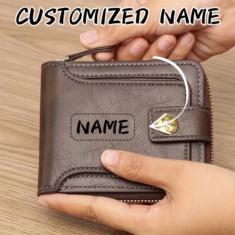 Personalized Name Box - Carteira masculina de PU com nome