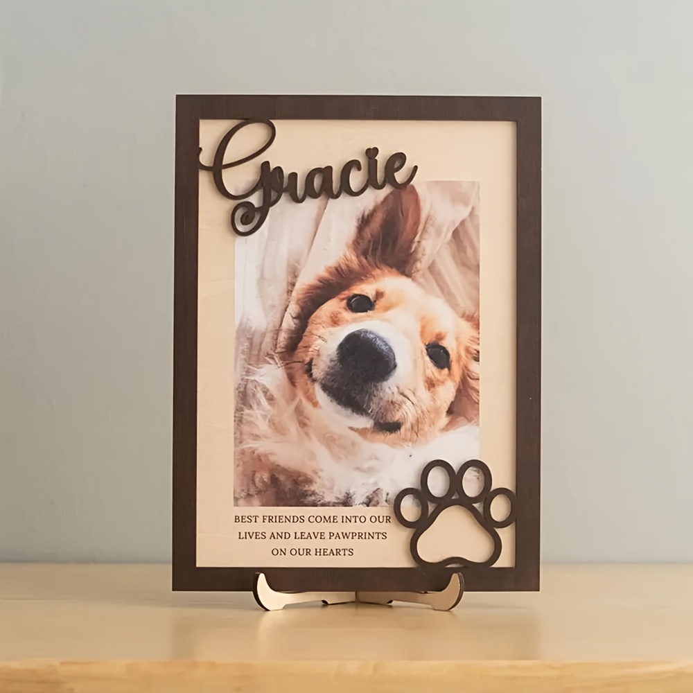 Engraved Wood Frame - Porta-Retrato de Madeira Personalizável para Pets