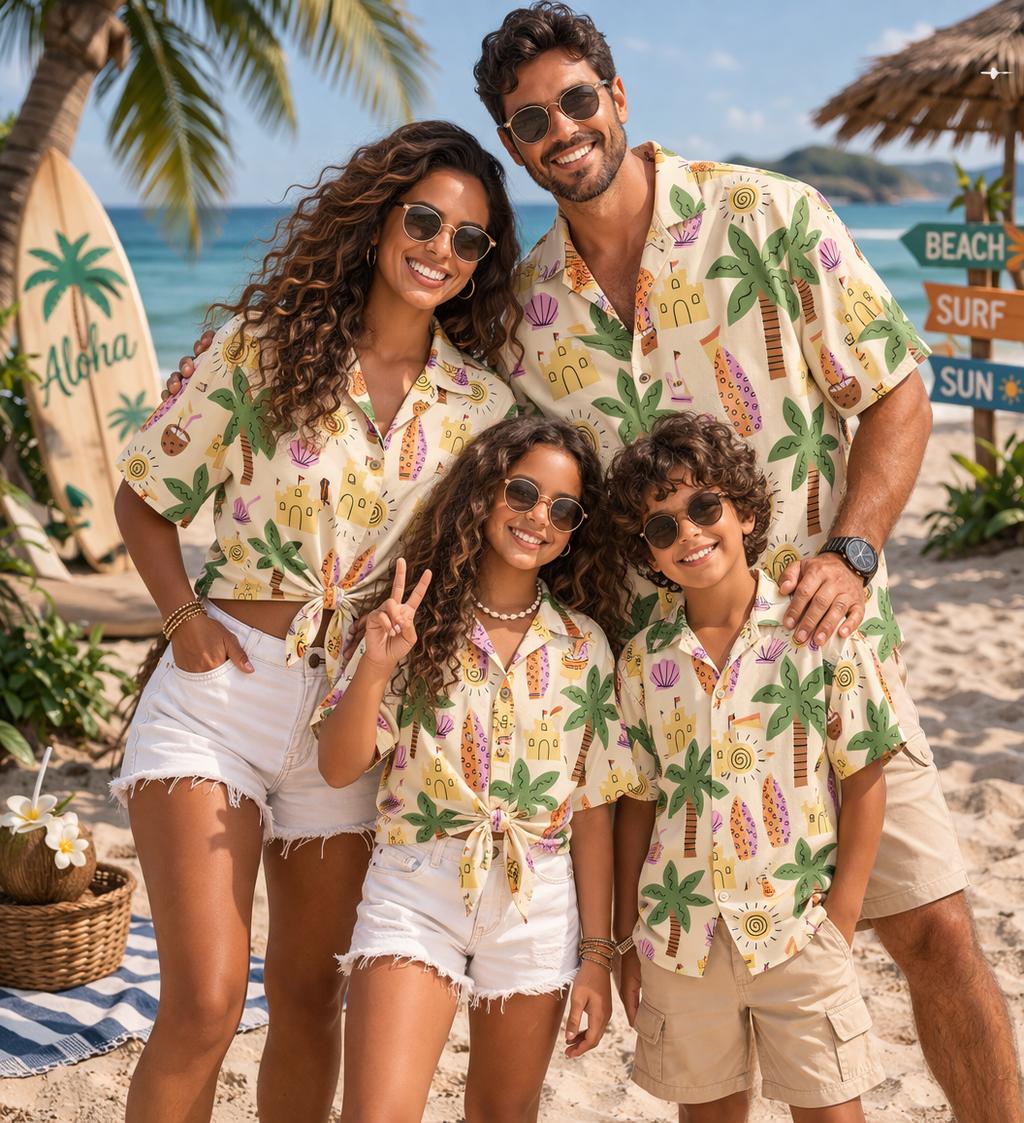 Family Tree Print - Camisa Infantil Havaiana com Estampa de