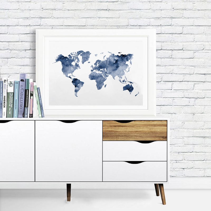 Mapa mundi azul impressão mapa - Custom Star Map avaliação e preço