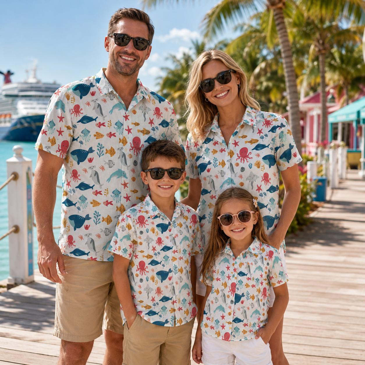 Camisa Infantil Havaiana com E - Family Tree Print avaliação e preço
