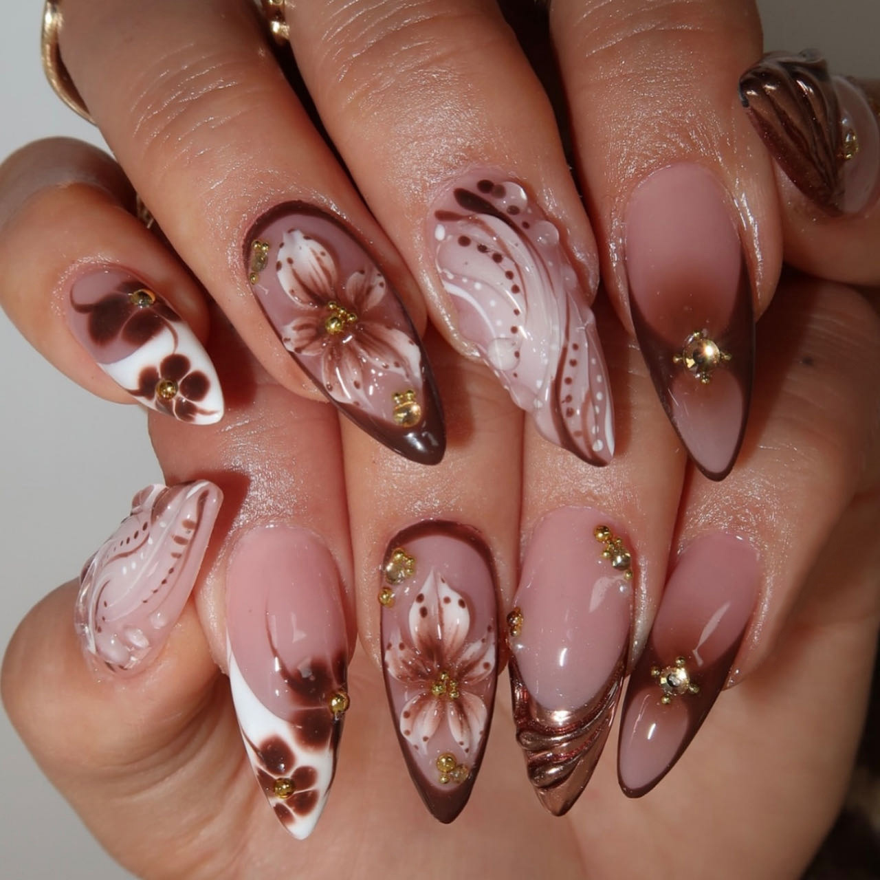 Unhas postiças médias para mul - Pressed Flower Art avaliação e preço