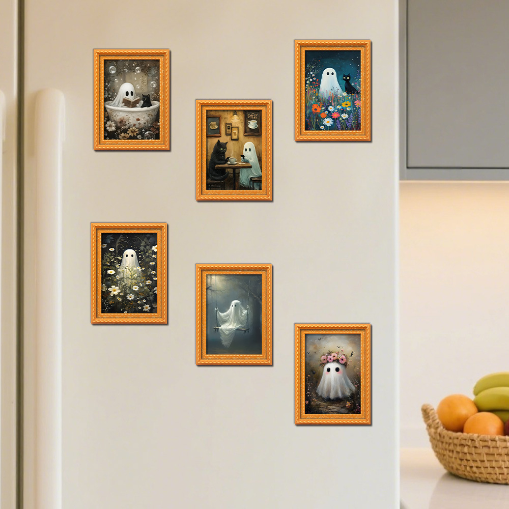 Criativo 3d halloween ímã de g - Engraved Wood Frame avaliação e preço